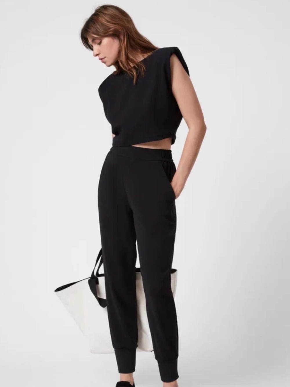 AllSaintBlack Folded Waist Jogger Pants - Modern Women’s Essentials size M